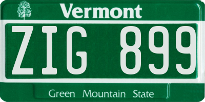 VT license plate ZIG899