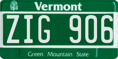 VT license plate ZIG906
