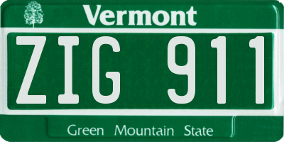 VT license plate ZIG911
