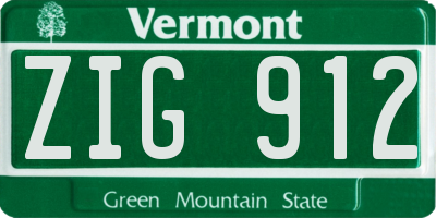 VT license plate ZIG912