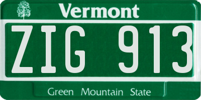 VT license plate ZIG913