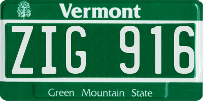 VT license plate ZIG916