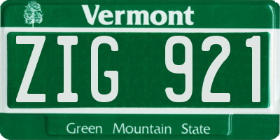 VT license plate ZIG921