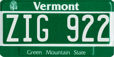 VT license plate ZIG922