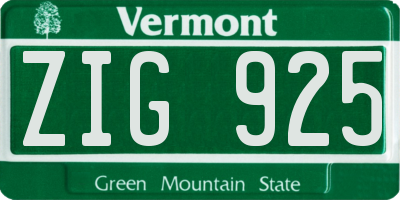 VT license plate ZIG925