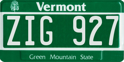 VT license plate ZIG927