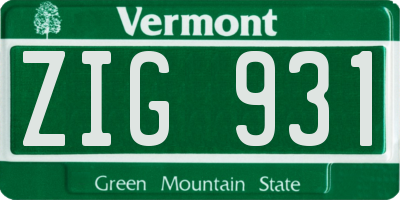 VT license plate ZIG931