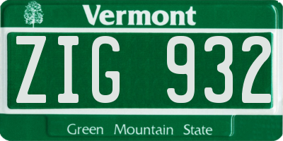 VT license plate ZIG932