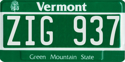 VT license plate ZIG937