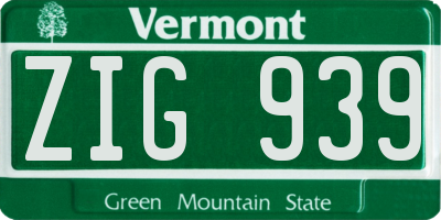 VT license plate ZIG939