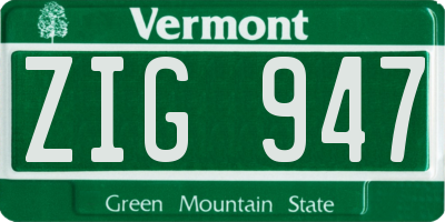 VT license plate ZIG947