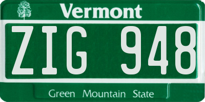 VT license plate ZIG948