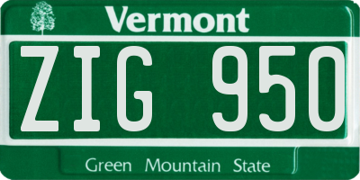 VT license plate ZIG950