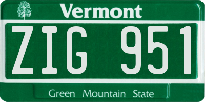 VT license plate ZIG951