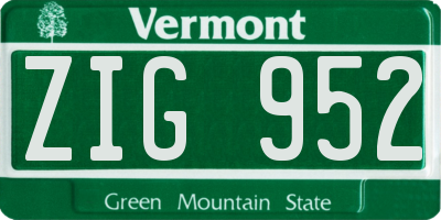 VT license plate ZIG952