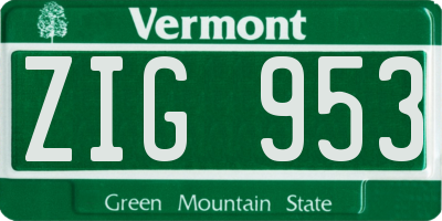 VT license plate ZIG953