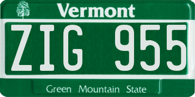 VT license plate ZIG955
