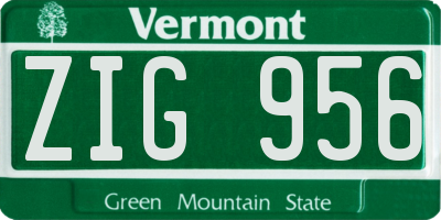 VT license plate ZIG956