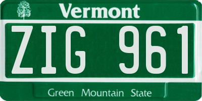 VT license plate ZIG961