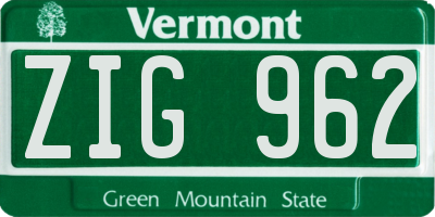 VT license plate ZIG962