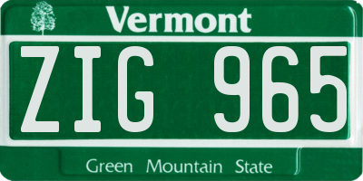 VT license plate ZIG965