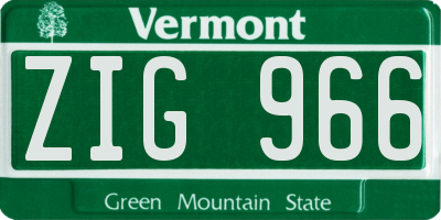 VT license plate ZIG966