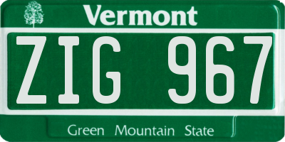 VT license plate ZIG967