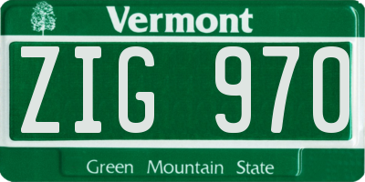VT license plate ZIG970