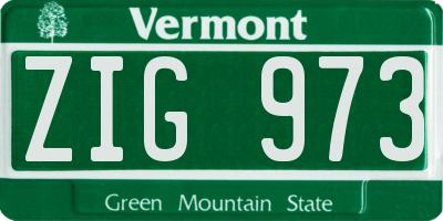VT license plate ZIG973