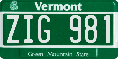 VT license plate ZIG981