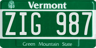 VT license plate ZIG987