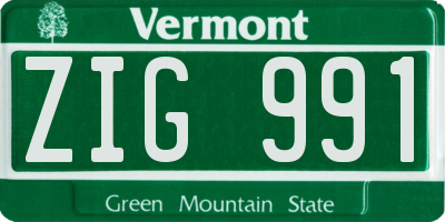 VT license plate ZIG991