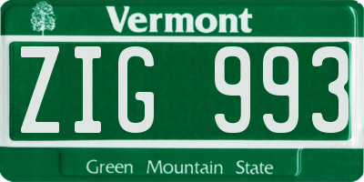 VT license plate ZIG993