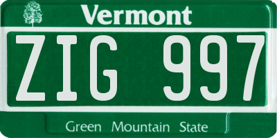 VT license plate ZIG997