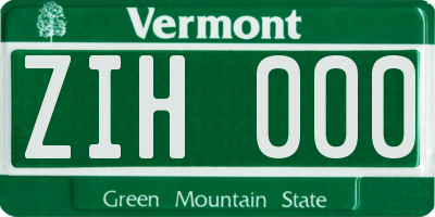 VT license plate ZIH000