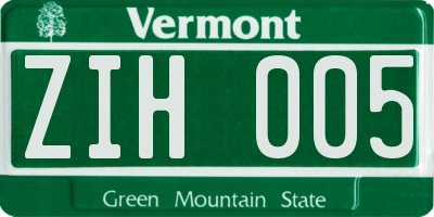 VT license plate ZIH005