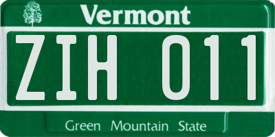VT license plate ZIH011
