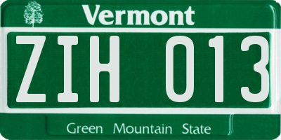 VT license plate ZIH013