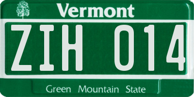 VT license plate ZIH014