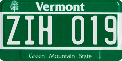 VT license plate ZIH019