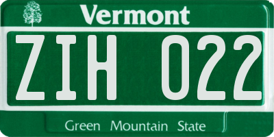 VT license plate ZIH022