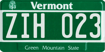 VT license plate ZIH023