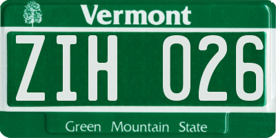 VT license plate ZIH026
