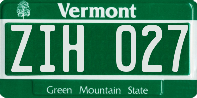 VT license plate ZIH027