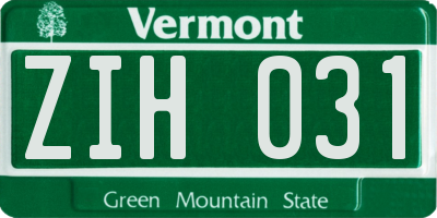 VT license plate ZIH031