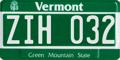 VT license plate ZIH032