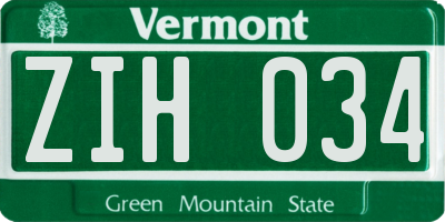 VT license plate ZIH034