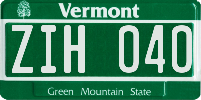VT license plate ZIH040