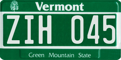 VT license plate ZIH045