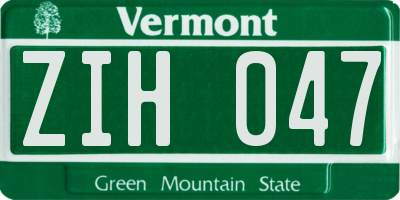 VT license plate ZIH047